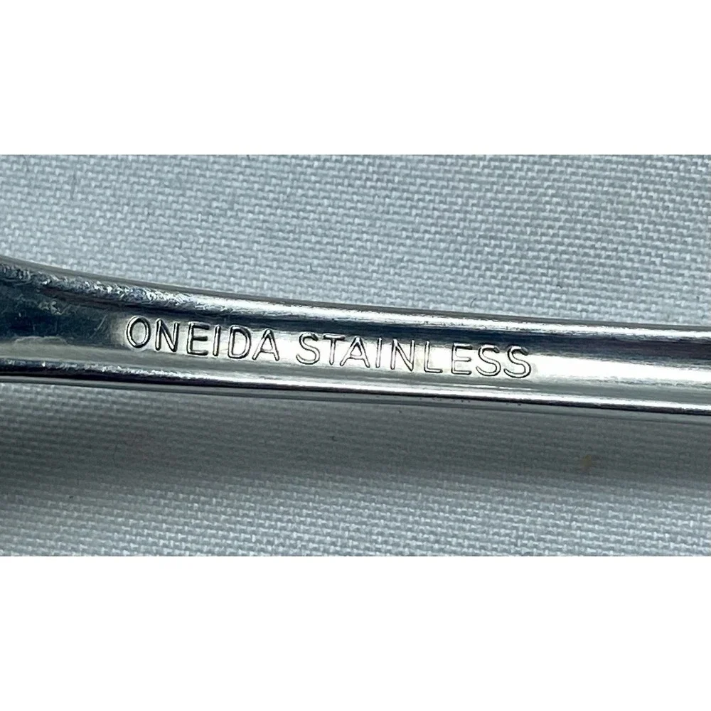 2 ONEIDA FALKIRK Cutlery Table Soup Spoons Vintage Scrolled Handles